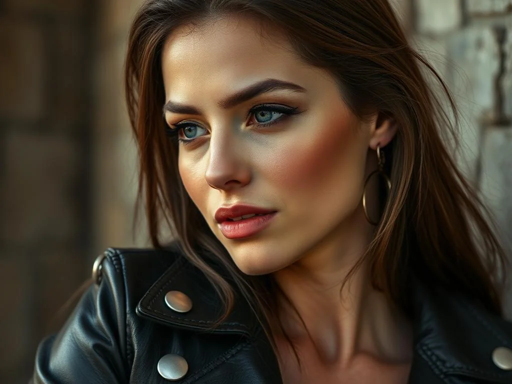 A 20-year-old Caucasian Woman With Flowing Chestnut Brown Hair Cascading Past Her Shoulders Is Gracefully