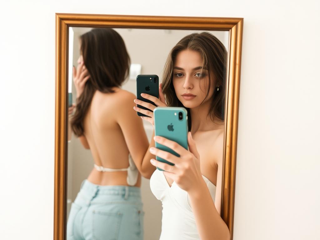 Create An Image Of A Woman With Long Brown Hair Sitting With Turquoise Blue Light Radiating From Her