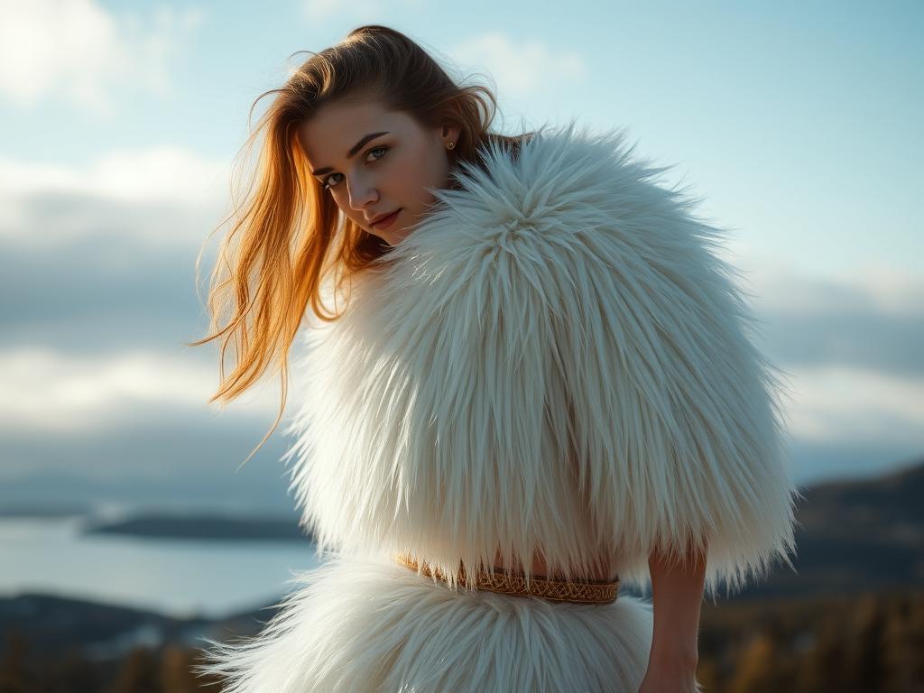 A 22-year-old Caucasian Woman Stands Confidently In The Center Of A Bright Sunlit Room Her Strawberry-blonde