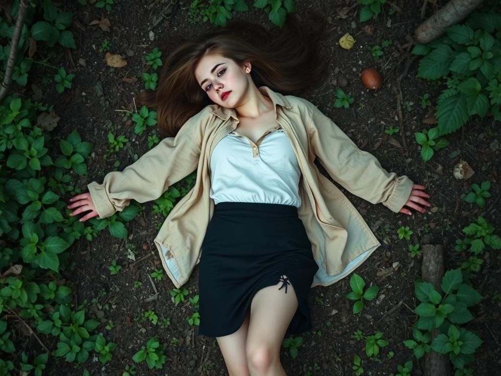 Raw Photography 4D A Beautiful Young Woman Sits Thoughtfully On A Wooden Floor Her Long Hair Cascading